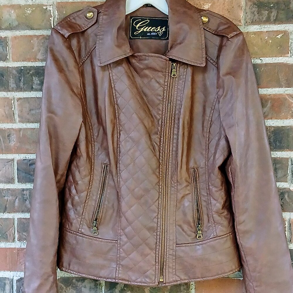 END OF SEASON SALE - now only $5 for this LADIES GUESS brand Faux Leather JACKET